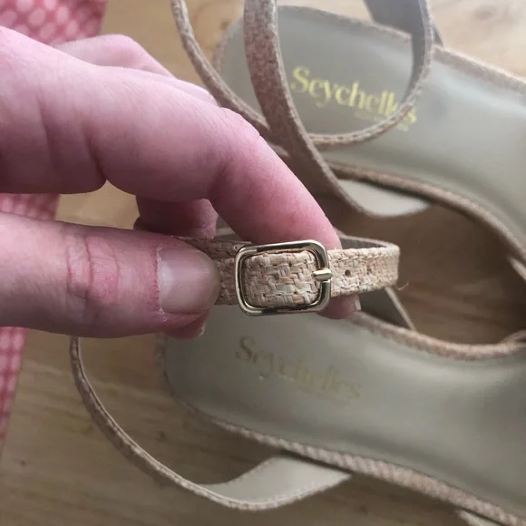 NWOT Seychelles Anthropologie Raffia Blush Tan Block Heel Sandal Size 8.5 EASTER - Picture 10 of 12